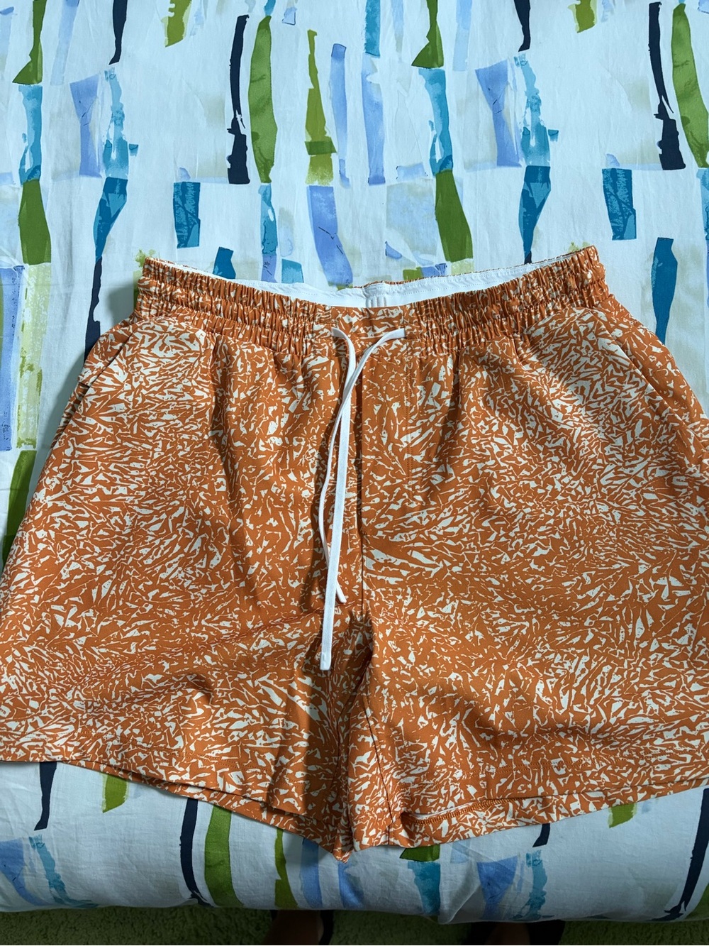 lululemon athletica Orange Abstract Print Drawstring Shorts